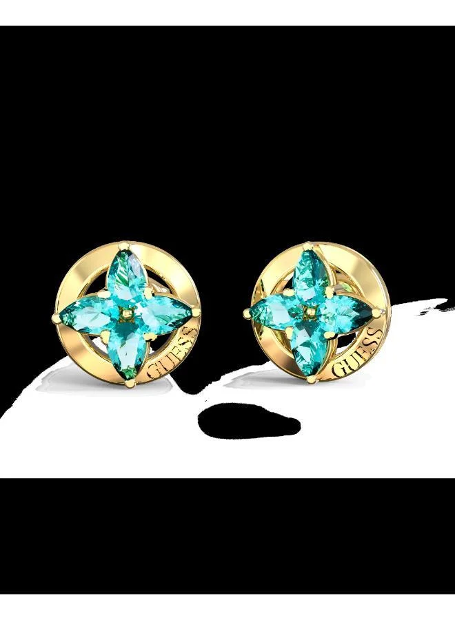 جس أقراط مرصعة بالزهور الكريستالية